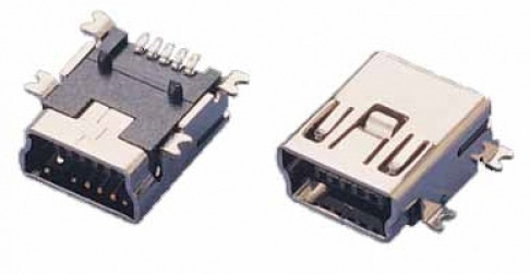 USB MiniB 5- Pin Female SMD - Click Image to Close :::::       